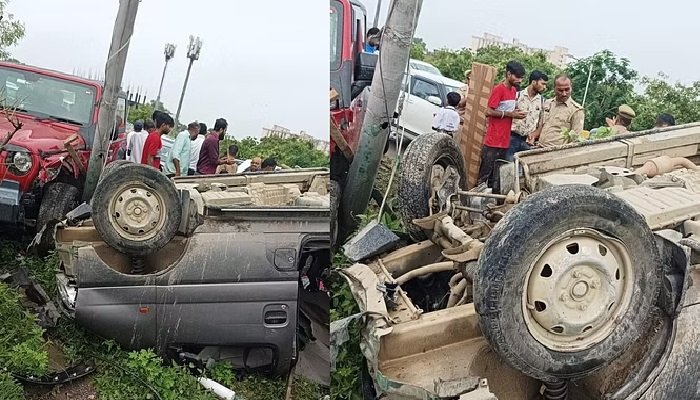 Wलखनऊ में CMS की वैन पलटी, 6 स्टूडेंट घायल; 2 बच्चों की हालत गंभीर