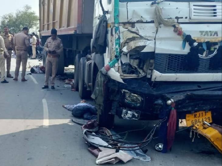 WThar ने टेंपो में मारी टक्कर, सवारियों को डंपर ने कुचला