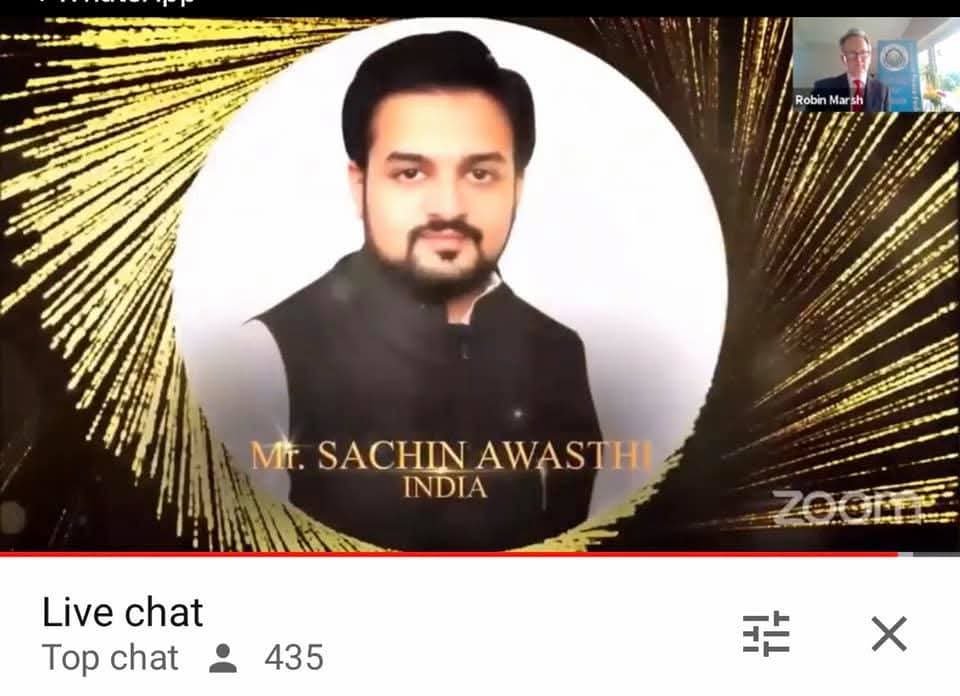 Wसांसद रमेश अवस्थी के बेटे सचिन अवस्थी को लंदन में मिला “Global Humanitarian Award 2020”