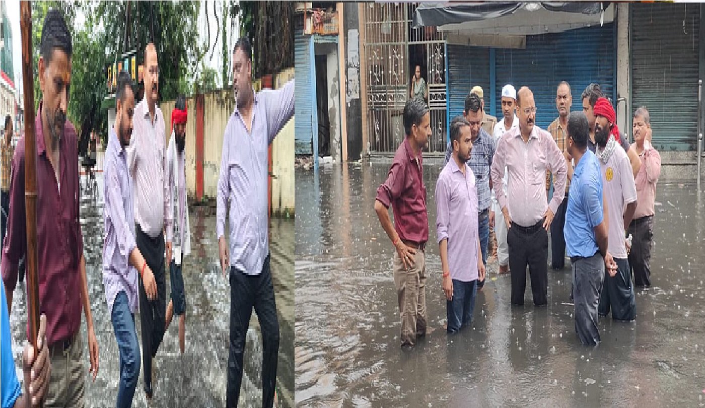 Wमेरठ में बारिश से सड़के बनी तालाब, पानी में चलकर DM ने लिया जायजा